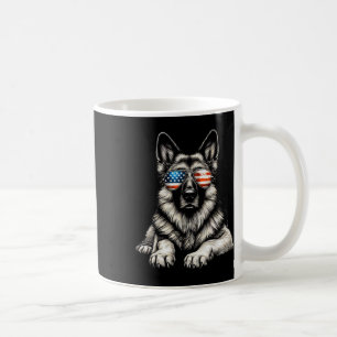 German Shepherd American Flag Sungles Patriotic Coffee Mug