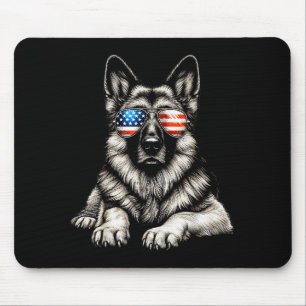 German Shepherd American Flag Sungles Patriotic  Mouse Mat