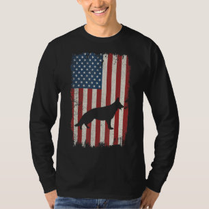 German Shepherd American Flag Usa Dog  Puppy Us T-Shirt