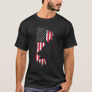 German Shepherd American Flag  Usa Patriotic Dog T-Shirt