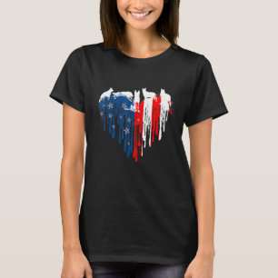 German Shepherd American Heart Flag Dog 4th Of Jul T-Shirt