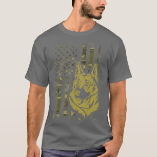 German Shepherd American USA Camo Flag Dog Lover T-Shirt