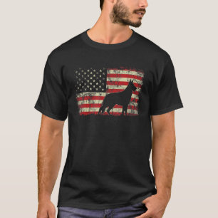 German Shepherd American Usa Flag 4th Of July Dog T-Shirt