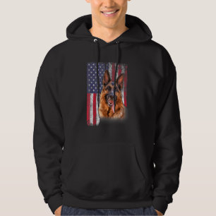 German Shepherd American Usa Flag 4th Of July Four Hoodie