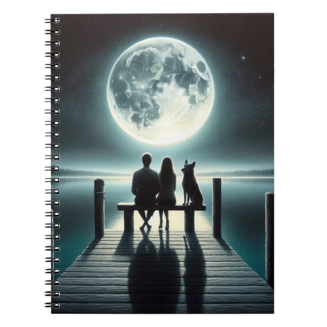 German Shepherd and Couple On a Dock Notebook (Front)