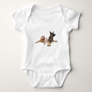 german shepherd and golden retriever baby bodysuit