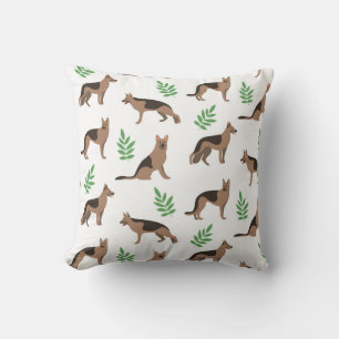 German Shepherd and Greenery Pattern Cushion