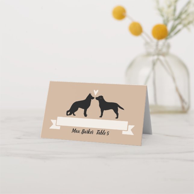 German Shepherd and Labrador Retriever Wedding Place Card (Front)