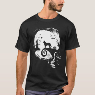 German Shepherd And Moon Halloween Costume Dog T-Shirt