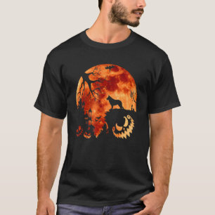 German Shepherd And Moon Halloween Costume Pumpkin T-Shirt