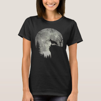 German Shepherd And Moon Halloween T-Shirt
