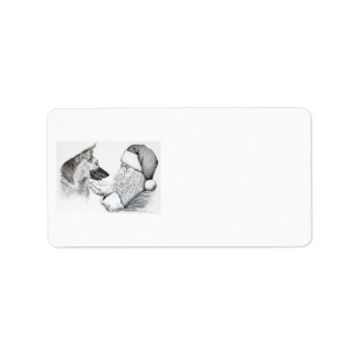 German Shepherd and Santa Claus Address labels