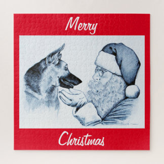 German Shepherd and Santa Claus Jigsaw Puzzle