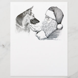 German Shepherd and Santa Claus Personalised Letterhead