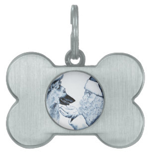 German Shepherd and Santa Claus Pet ID Tag