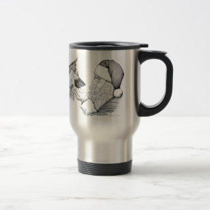 German Shepherd and Santa Claus Travel Mug