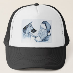 German Shepherd and Santa Claus Trucker Hat