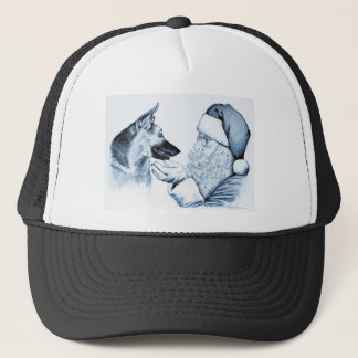 German Shepherd and Santa Claus Trucker Hat