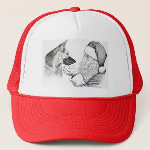 German Shepherd and Santa Claus Trucker Hat