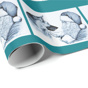 German Shepherd and Santa Claus Wrapping Paper