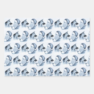 German Shepherd and Santa Claus Wrapping Paper Sheet
