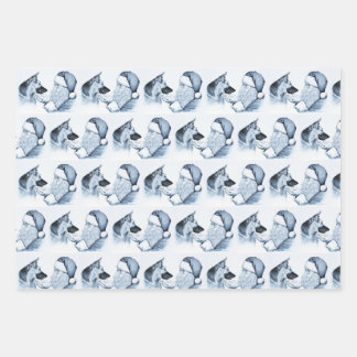 German Shepherd and Santa Claus Wrapping Paper Sheet