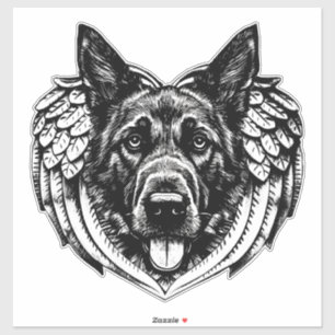 German shepherd Angel dog head art illustration