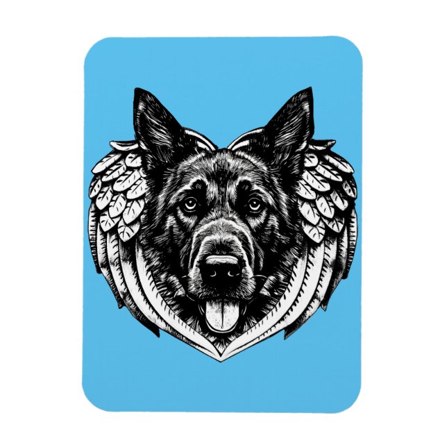 German shepherd Angel dog head art illustration  Magnet (Vertical)