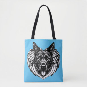 German shepherd Angel dog head pet art Tote Bag