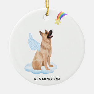 German Shepherd Angel Dog Personalised Memorial Ceramic Tree Decoration