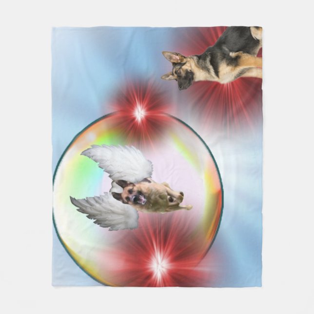 German Shepherd Angel Flying Fleece Blanket (Front)