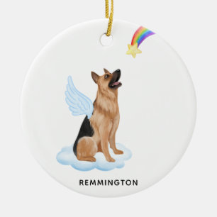 German Shepherd Angel Personalise Pet Dog Memorial Ceramic Tree Decoration