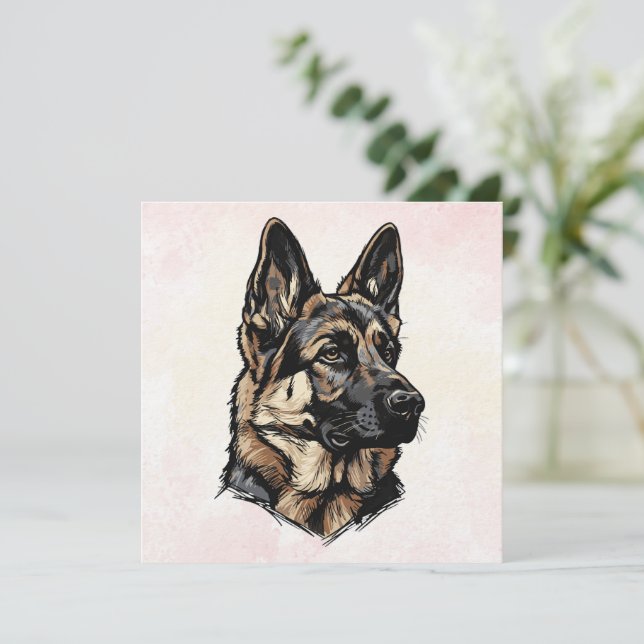 German Shepherd Art Invitation (Standing Front)