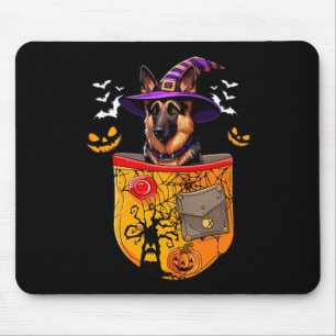 German Shepherd As Witch In Pocket Halloween Dog Mouse Mat