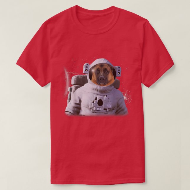 German Shepherd Astronaut Deep In Space Cosmic Gif T-Shirt (Design Front)