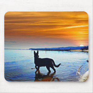 German Shepherd at sunset  Mouse Mat