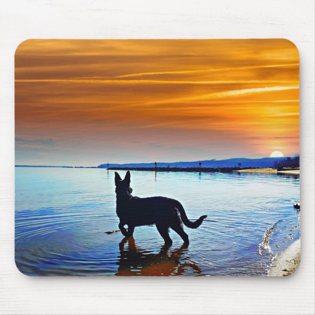 German Shepherd at sunset  Mouse Mat (Front)