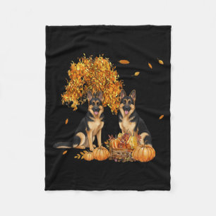 German Shepherd Autumn Leaf Fall Dog Halloween Fleece Blanket