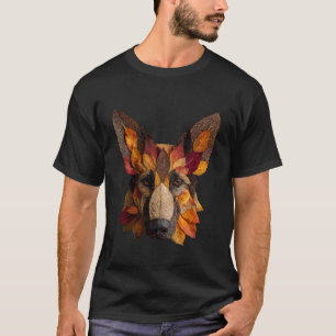 German Shepherd Autumn Leaves Artistic Dog Art Fal T-Shirt