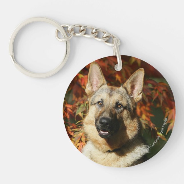 German Shepherd Autumn Leaves Key Ring (Front)
