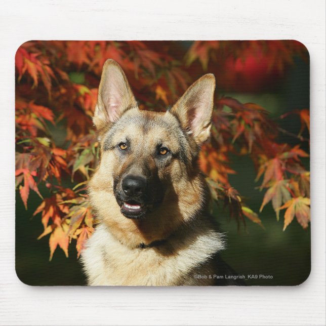 German Shepherd Autumn Leaves Mouse Mat (Front)