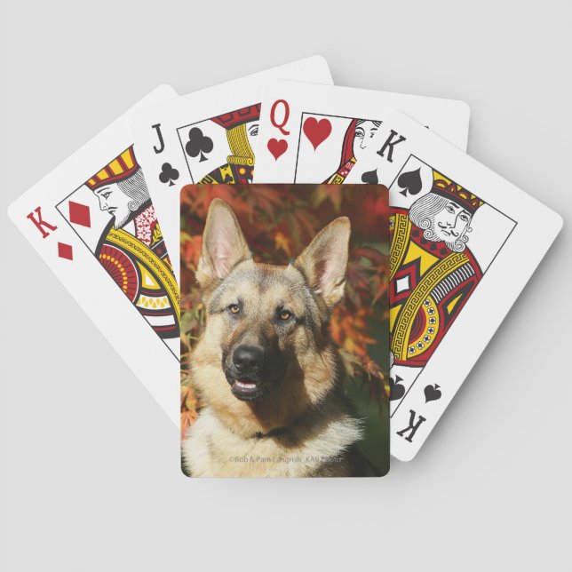 German Shepherd Autumn Leaves Playing Cards (Back)