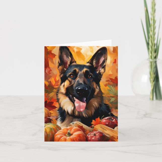German Shepherd Autumn Thanksgiving  Card (Front)