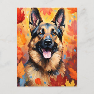 German Shepherd Autumn Thanksgiving  Postcard