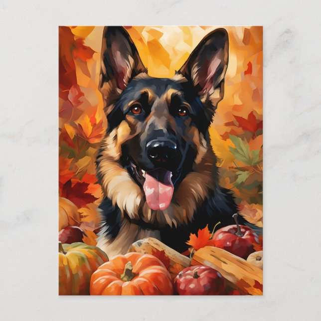 German Shepherd Autumn Thanksgiving  Postcard (Front)