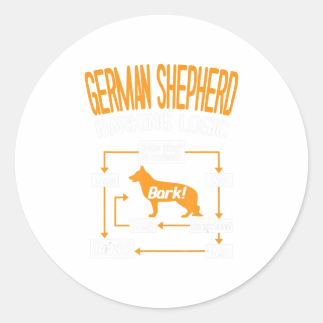 German Shepherd Barking Logic Classic Round Sticker (Front)