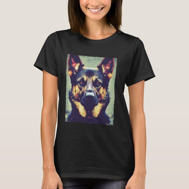 German Shepherd Big Dog Face T-Shirt (Front)