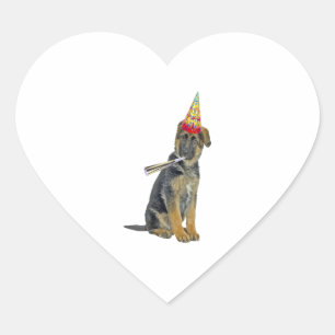German Shepherd Birthday  Heart Sticker