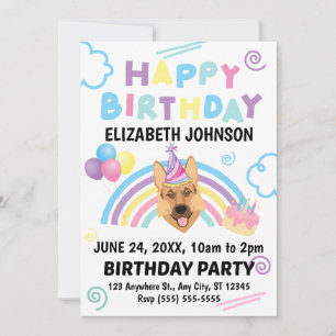 German Shepherd Birthday Invitation 