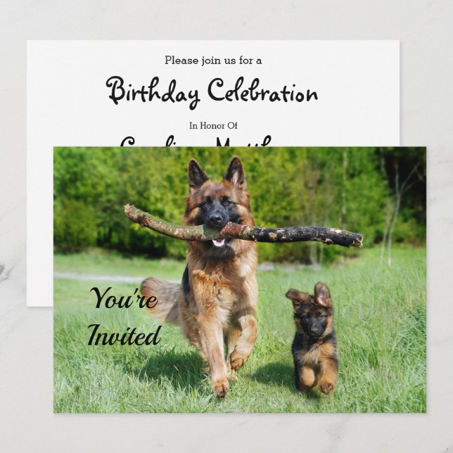 German Shepherd Birthday Invitation (Front/Back)